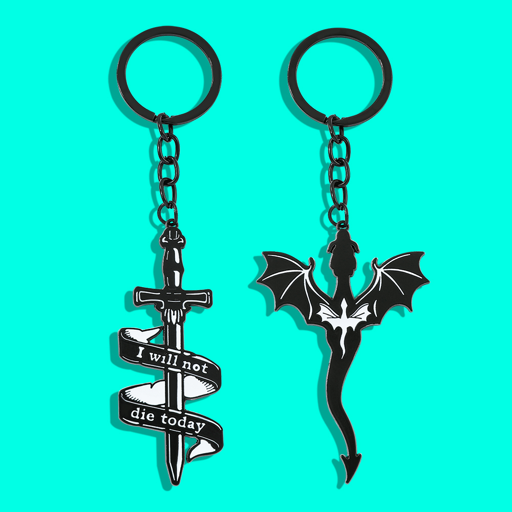 Men'S Accessories Jewelry - Fourth Wing Black Dragon Keychain Pendant