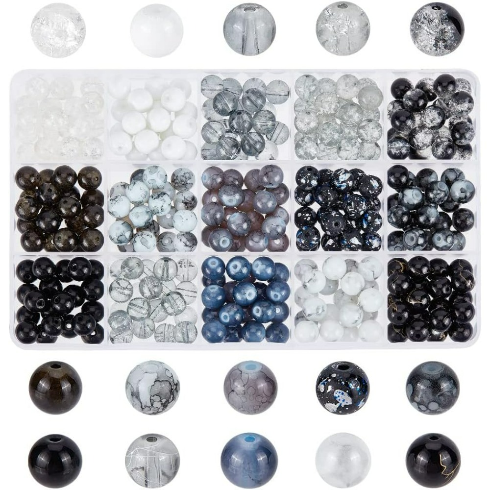 Men Accessories Jewellery - 300pcs 8mm Black Glass Beads 15