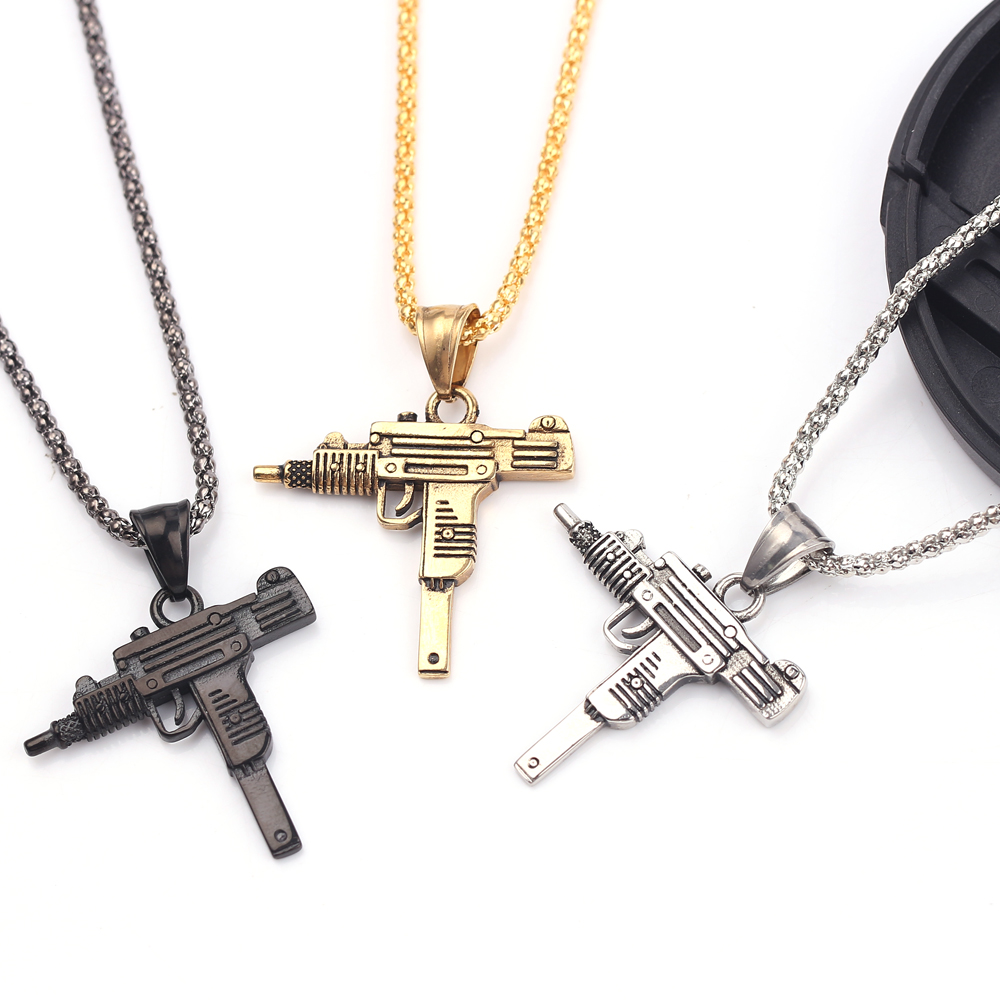 Punk Uzi Pistol Machine Gun Ne - Men'S Accessories Jewelry 评论和价格