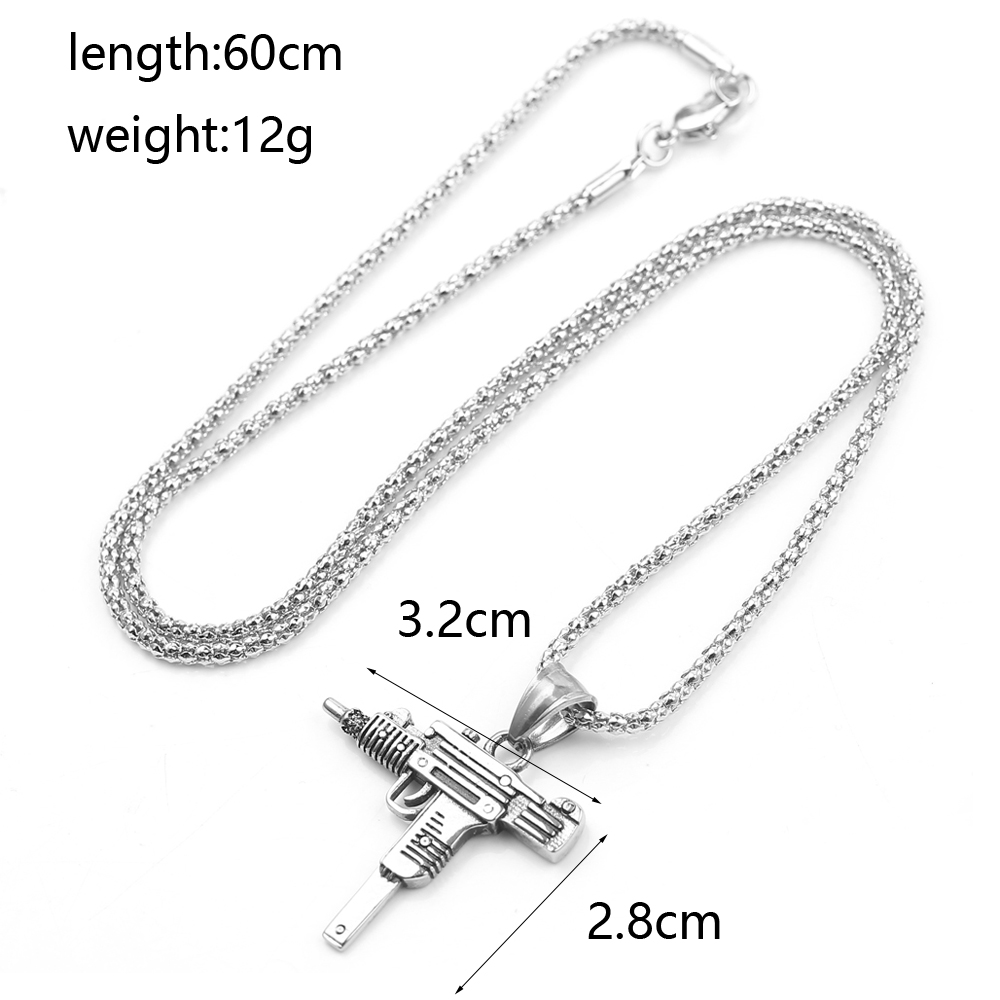 Punk Uzi Pistol Machine Gun Ne - Men'S Accessories Jewelry 评论和价格