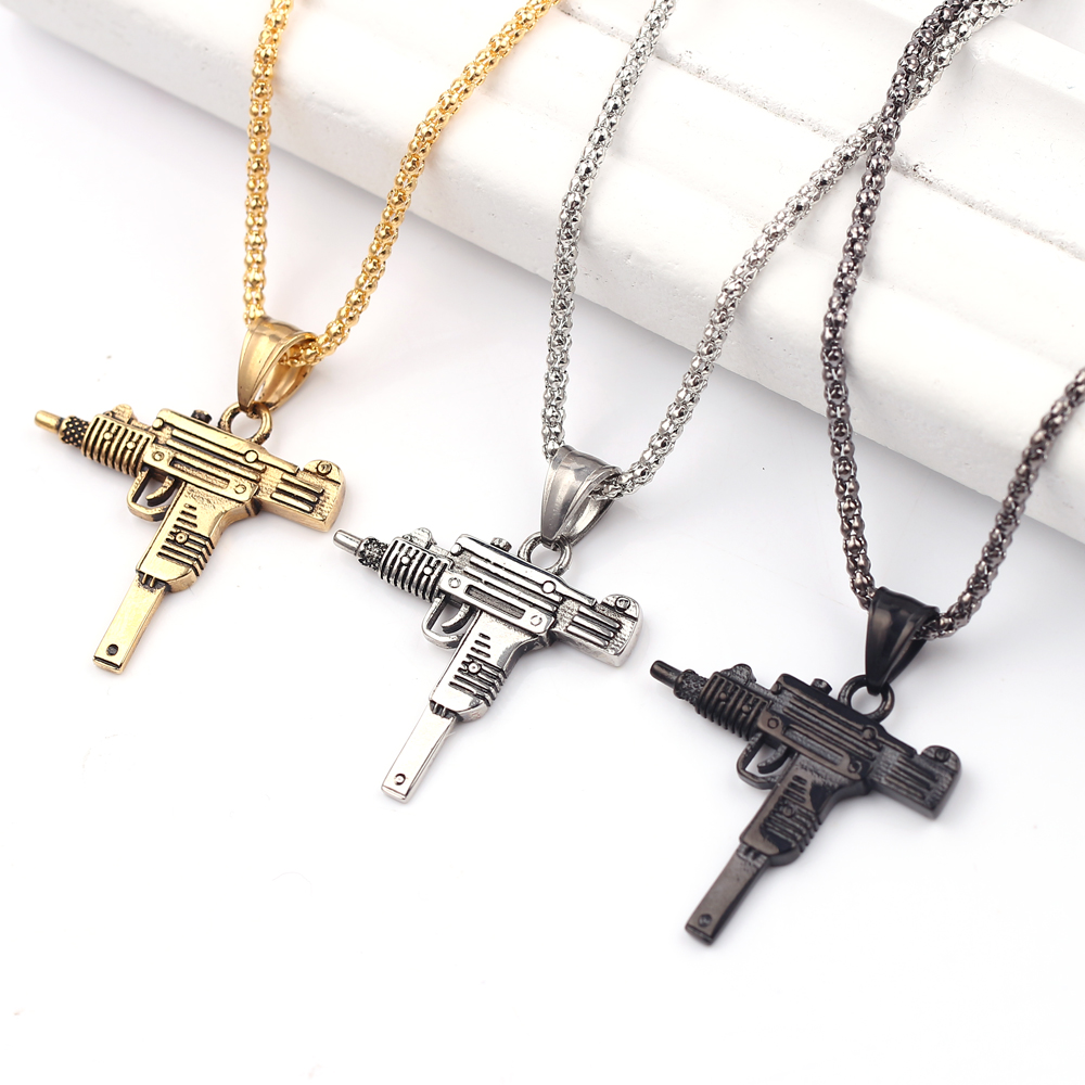 Punk Uzi Pistol Machine Gun Ne - Men'S Accessories Jewelry 评论和价格