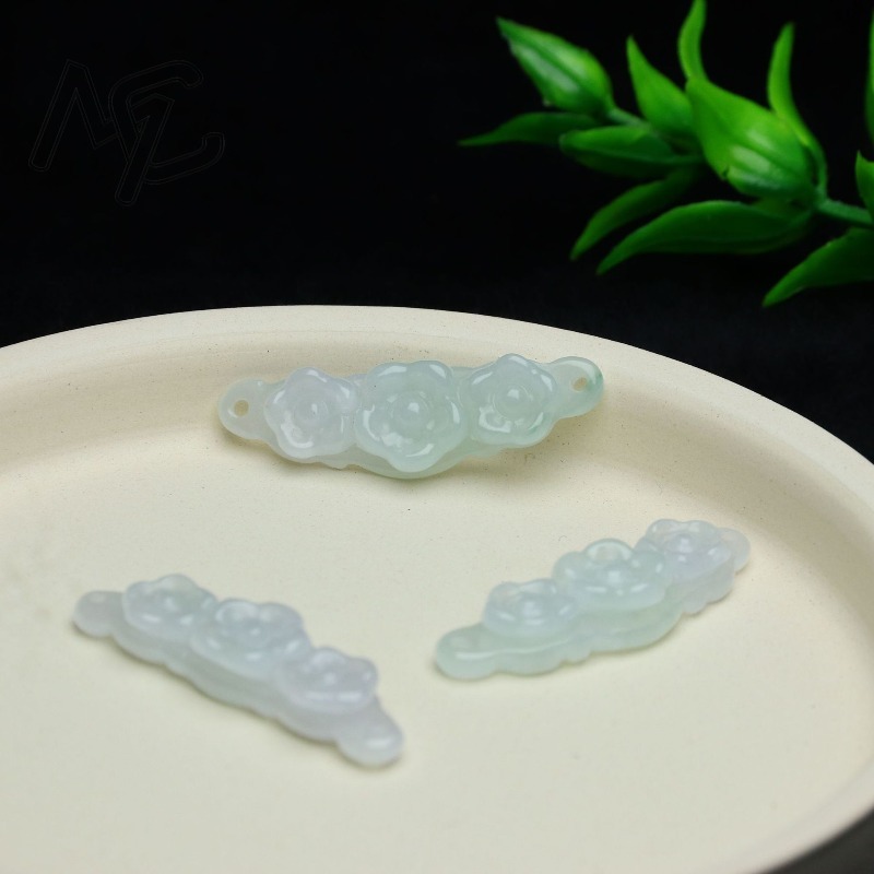 1pc Natural Jadeite Emerald Fl - Men'S Accessories Jewelry 评论和价格