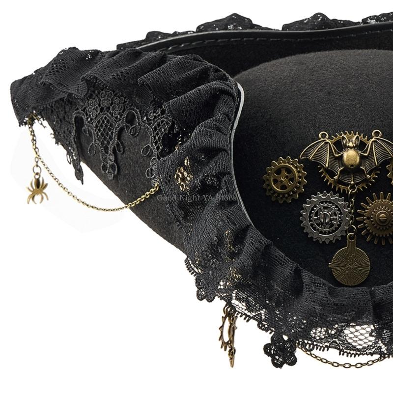 Lace Trim Bat Gear Pirate Hat  - Men'S Victorian Accessories 评论和价格