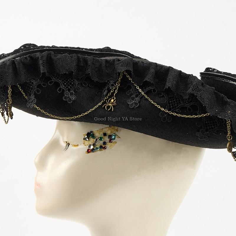 Lace Trim Bat Gear Pirate Hat  - Men'S Victorian Accessories 评论和价格
