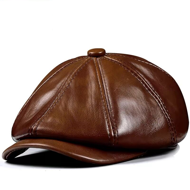 Spring New Genuine Leather Hat - Men Accessories Brands 评论和价格
