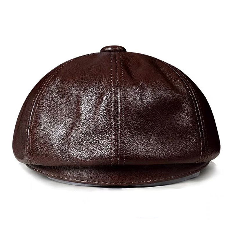 Spring New Genuine Leather Hat - Men Accessories Brands 评论和价格