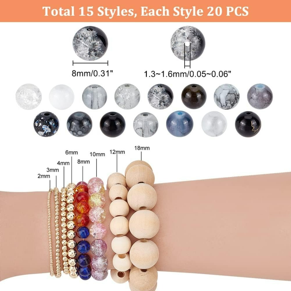 300pcs 8mm Black Glass Beads 1 - Men Accessories Jewellery 评论和价格