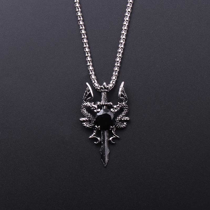 Double Dragon Black Gem Cross  - Men'S Accessories Jewelry 评论和价格
