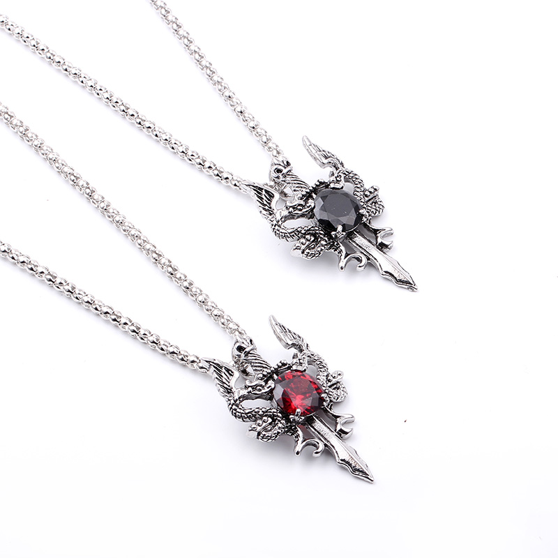 Double Dragon Black Gem Cross  - Men'S Accessories Jewelry 评论和价格