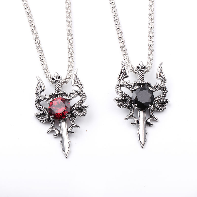 Double Dragon Black Gem Cross  - Men'S Accessories Jewelry 评论和价格