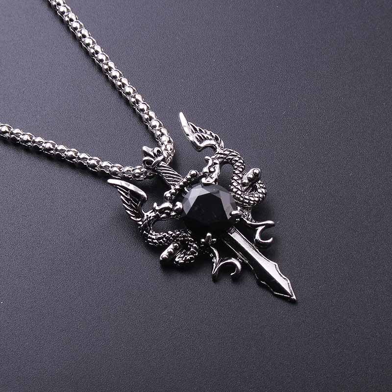Double Dragon Black Gem Cross  - Men'S Accessories Jewelry 评论和价格